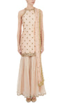 Peach Embroidered Sharara Set