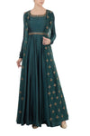 Teal Blue Embroidered Anarkali