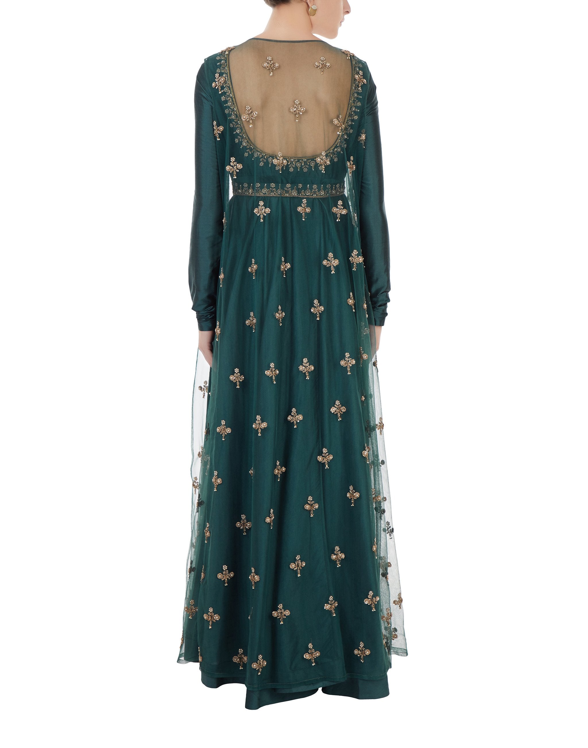 Teal Blue Embroidered Anarkali