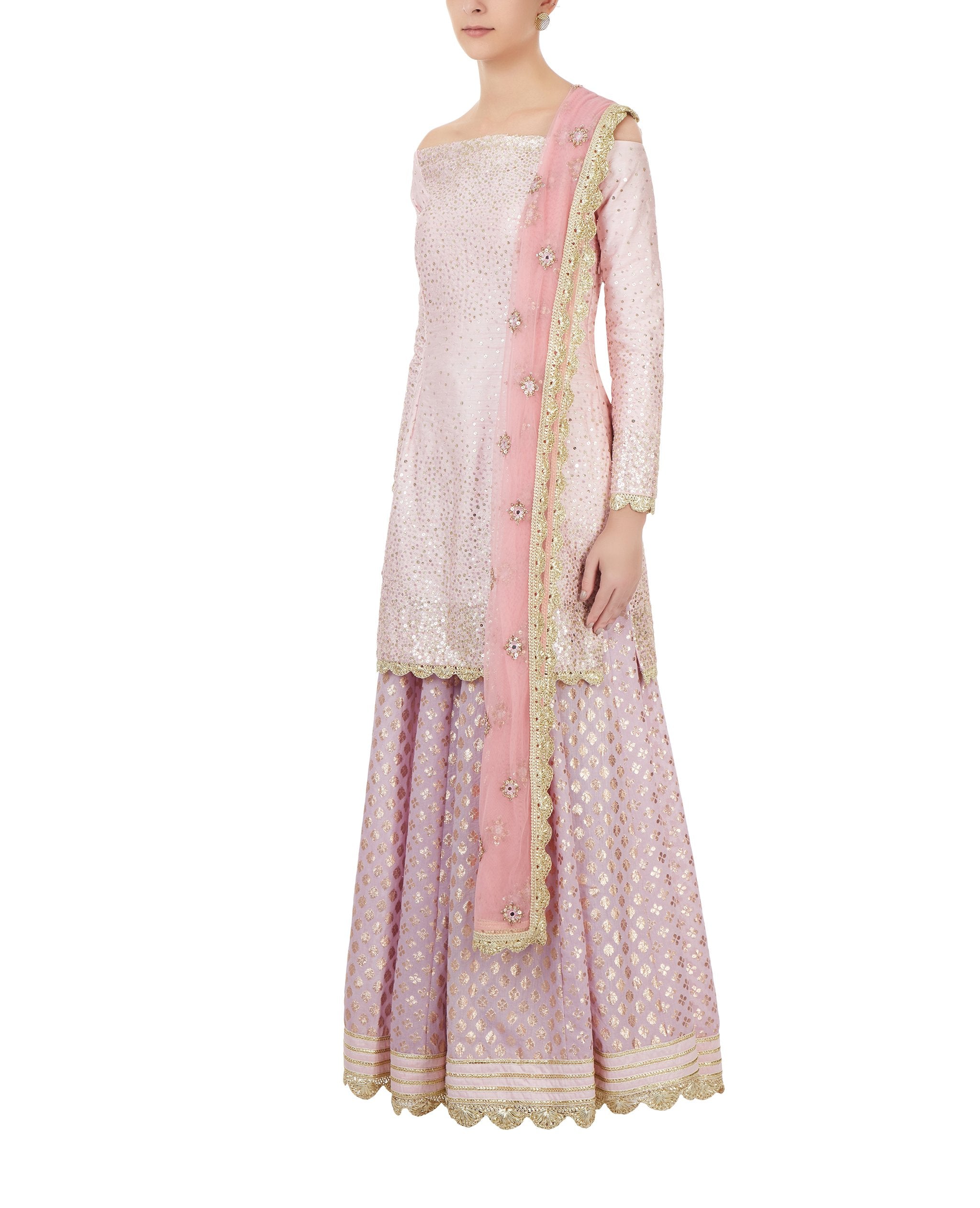 Lilac Chanderi Sharara Set