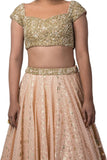 Peach Color Raw Silk Lehenga and Crop top