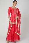 Embroidered Red Sharara with dupatta