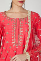 Red Embroidered Sharara with dupatta