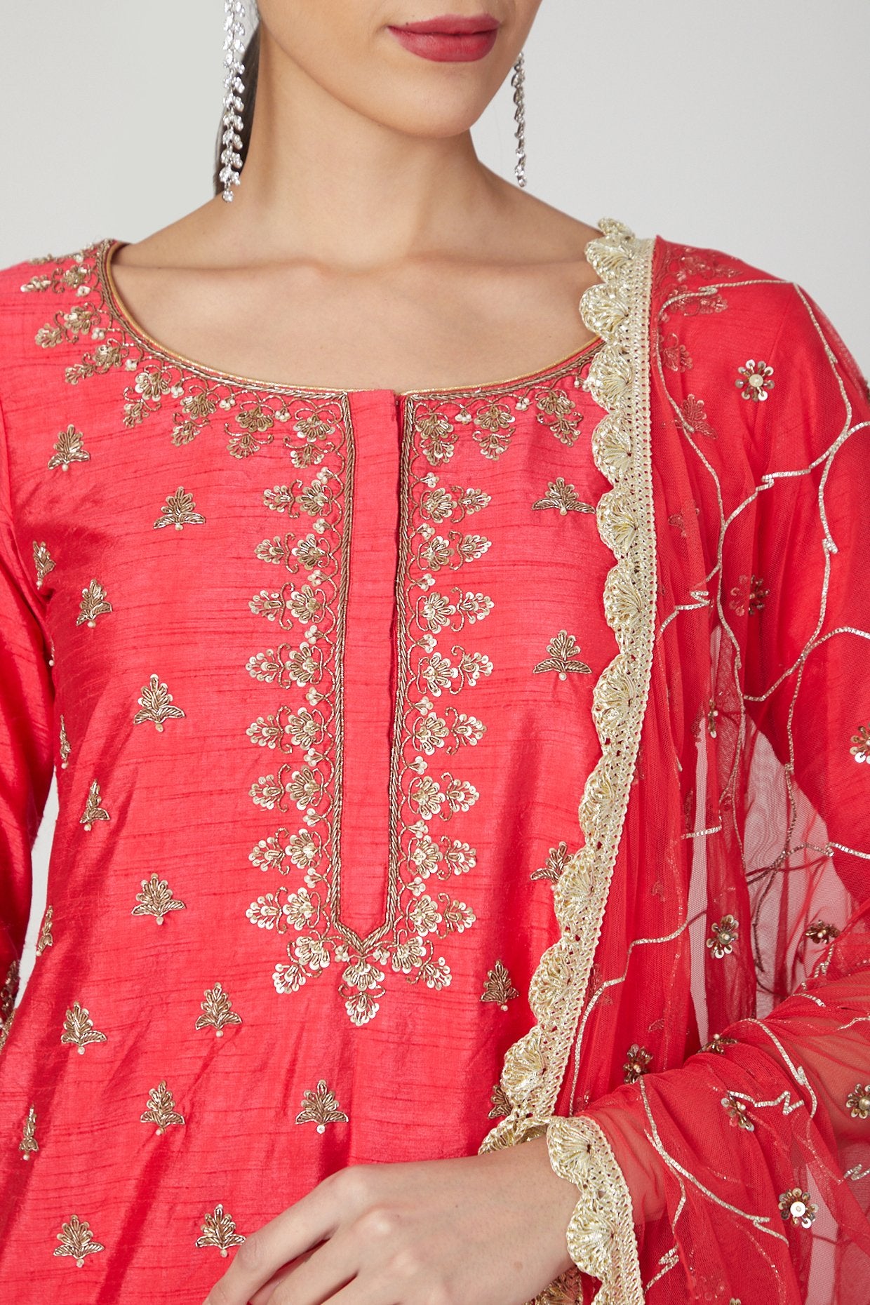 Red Embroidered Sharara with dupatta