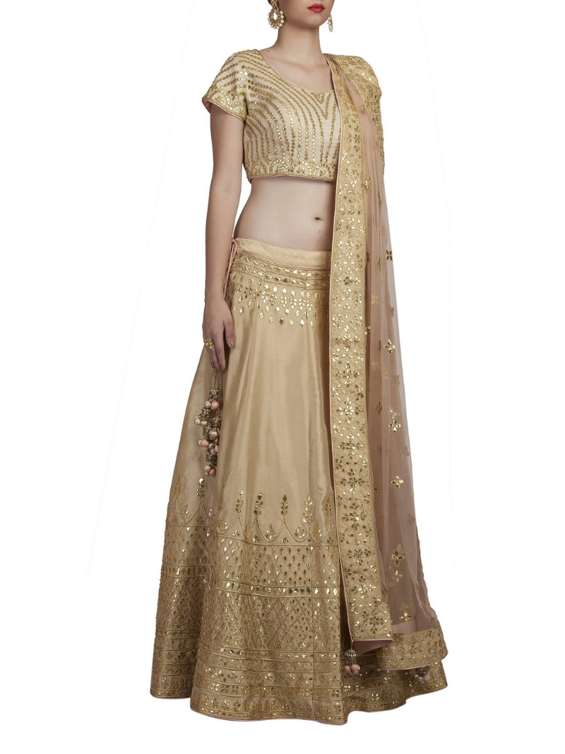 Gold Gota Patti Lehenga Choli and Dupptta Front