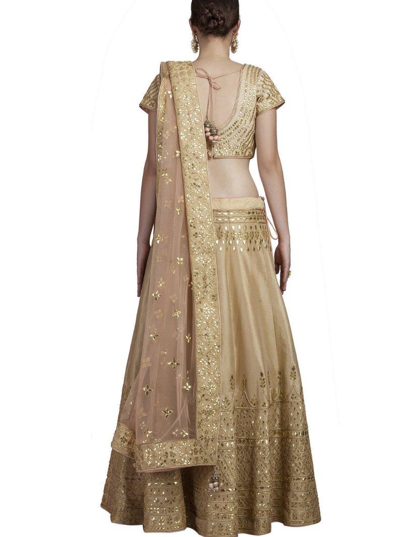 Gold Gota Patti Lehenga Blouse and Dupatta back
