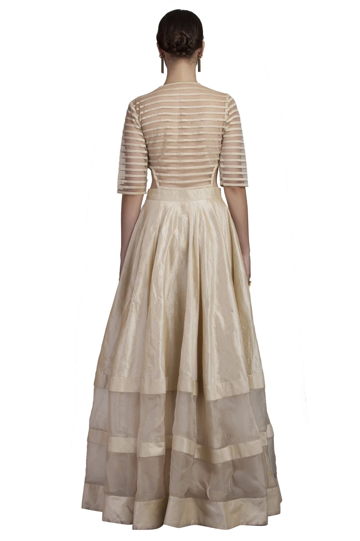 Gold colour embroidered gown