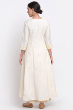 Ivory And Yellow Chanderi Suit Set