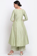 Pista Green Chanderi Suit Set