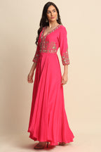 Pink Silk Crepe Kurta Set