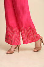 Pink Silk Crepe Kurta Set