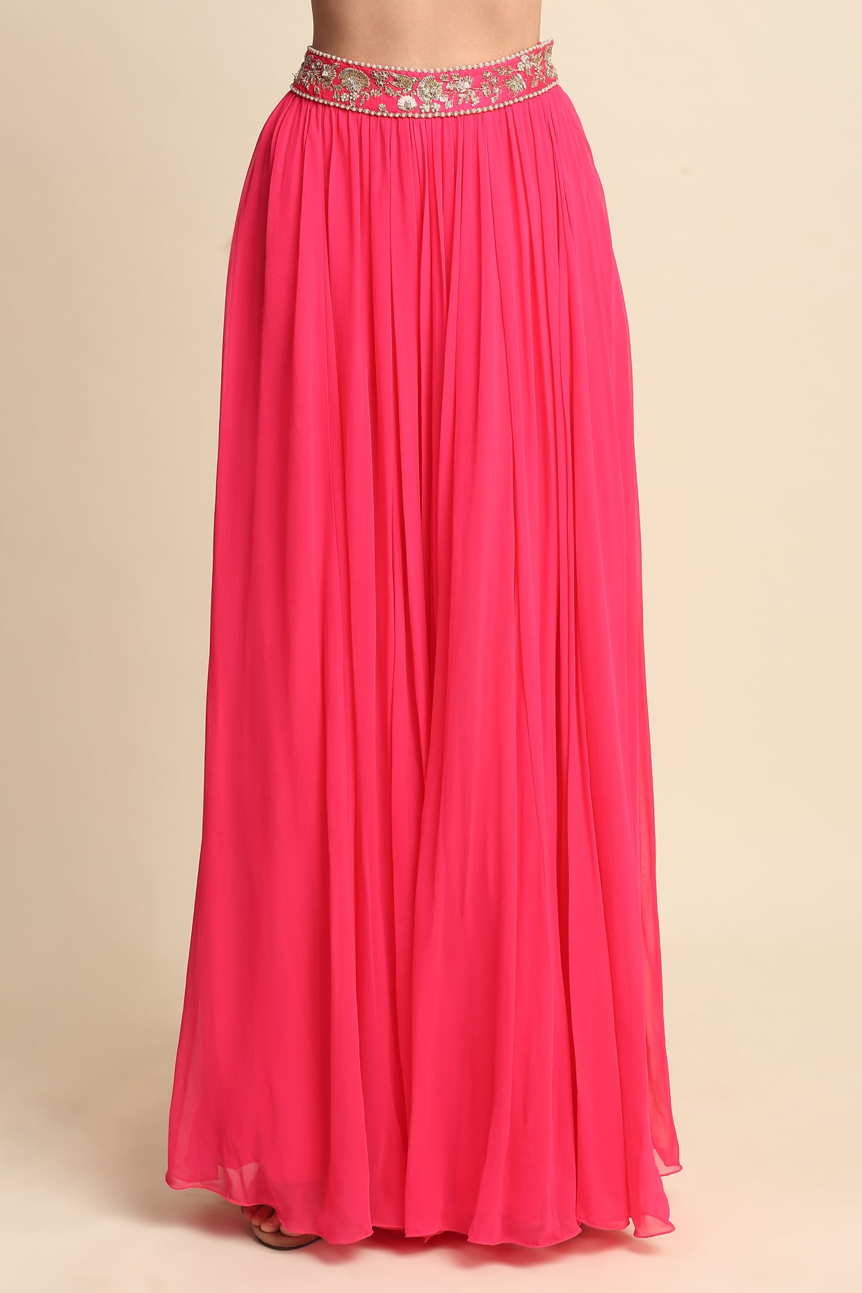 Fuchsia Georgette Sharara Set