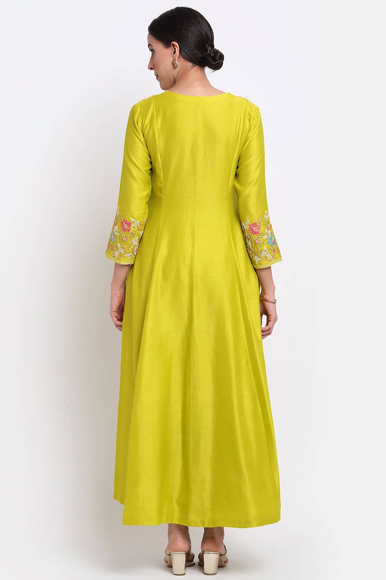 Lime Green Chanderi Suit Set