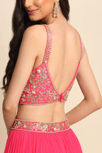 Fuchsia Georgette Sharara Set