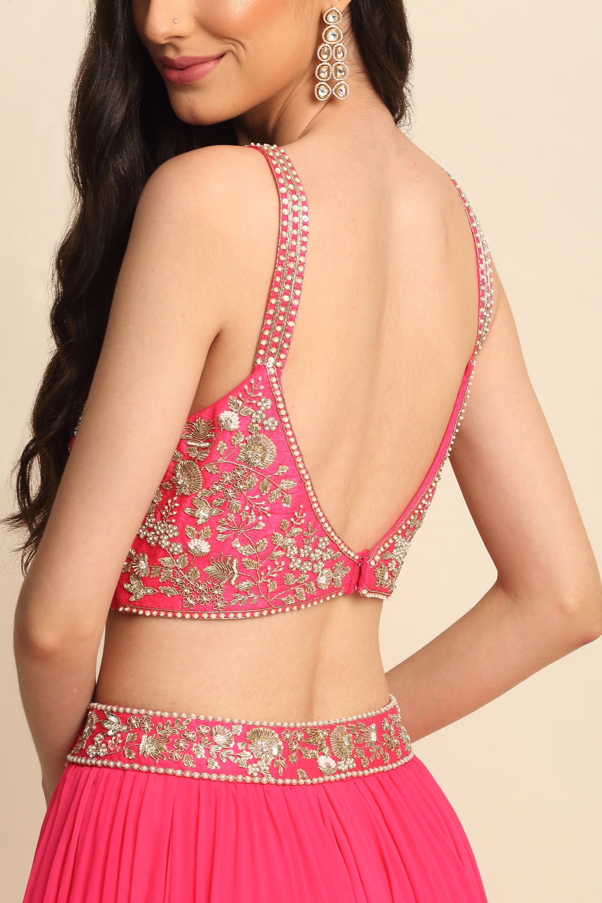 Fuchsia Georgette Sharara Set