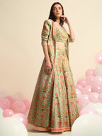 Mint Green Printed & Embroidered Lehenga Jacket Set