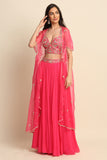 Fuchsia Georgette Sharara set