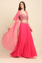 Fuchsia Georgette Sharara Set