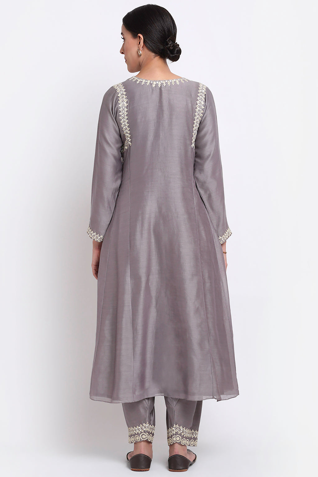 Grey Chanderi Suit Set