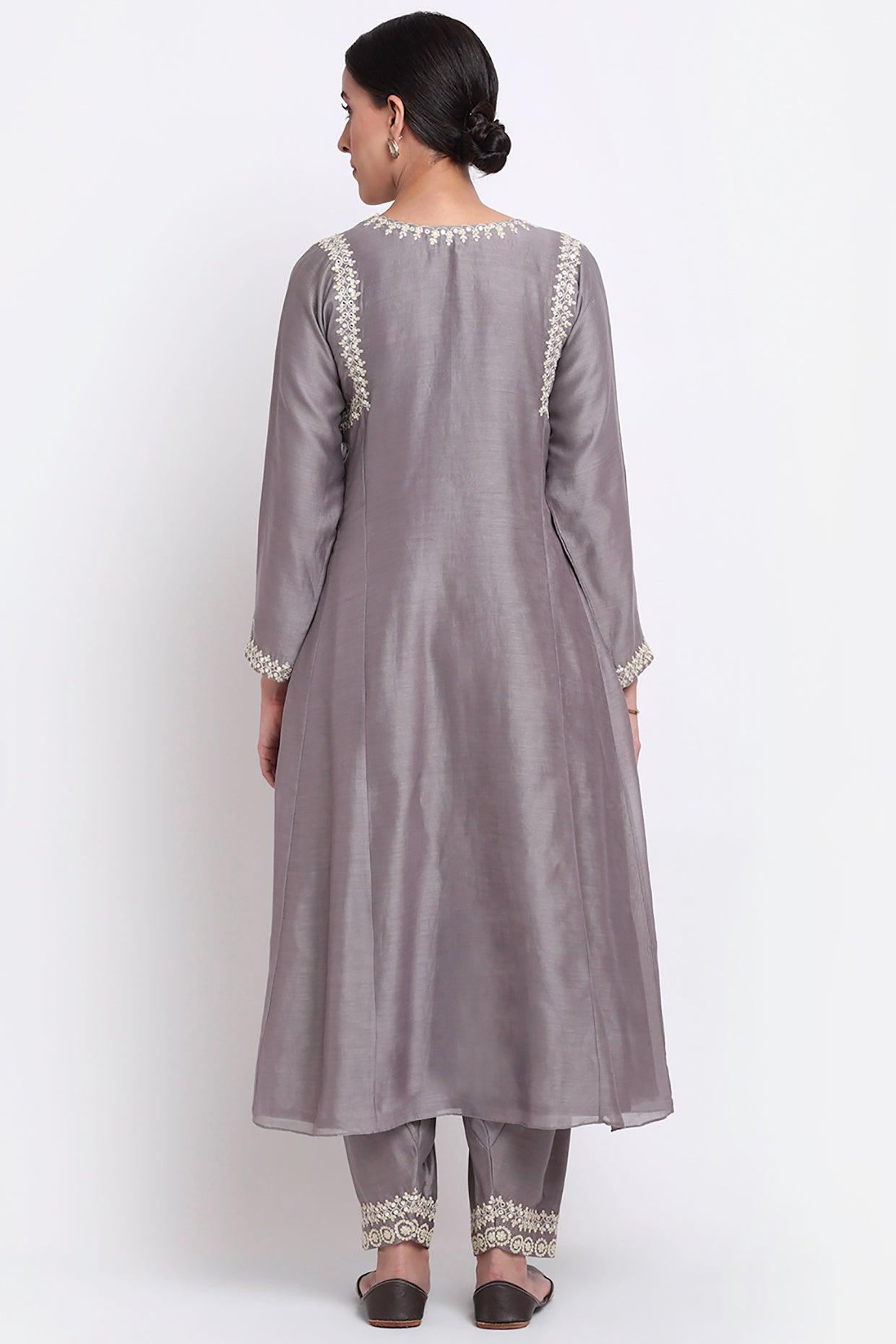 Grey Chanderi Suit Set
