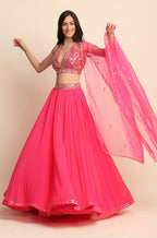 Fuchsia Georgette Lehenga Set