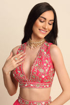 Fuchsia Georgette Lehenga Set