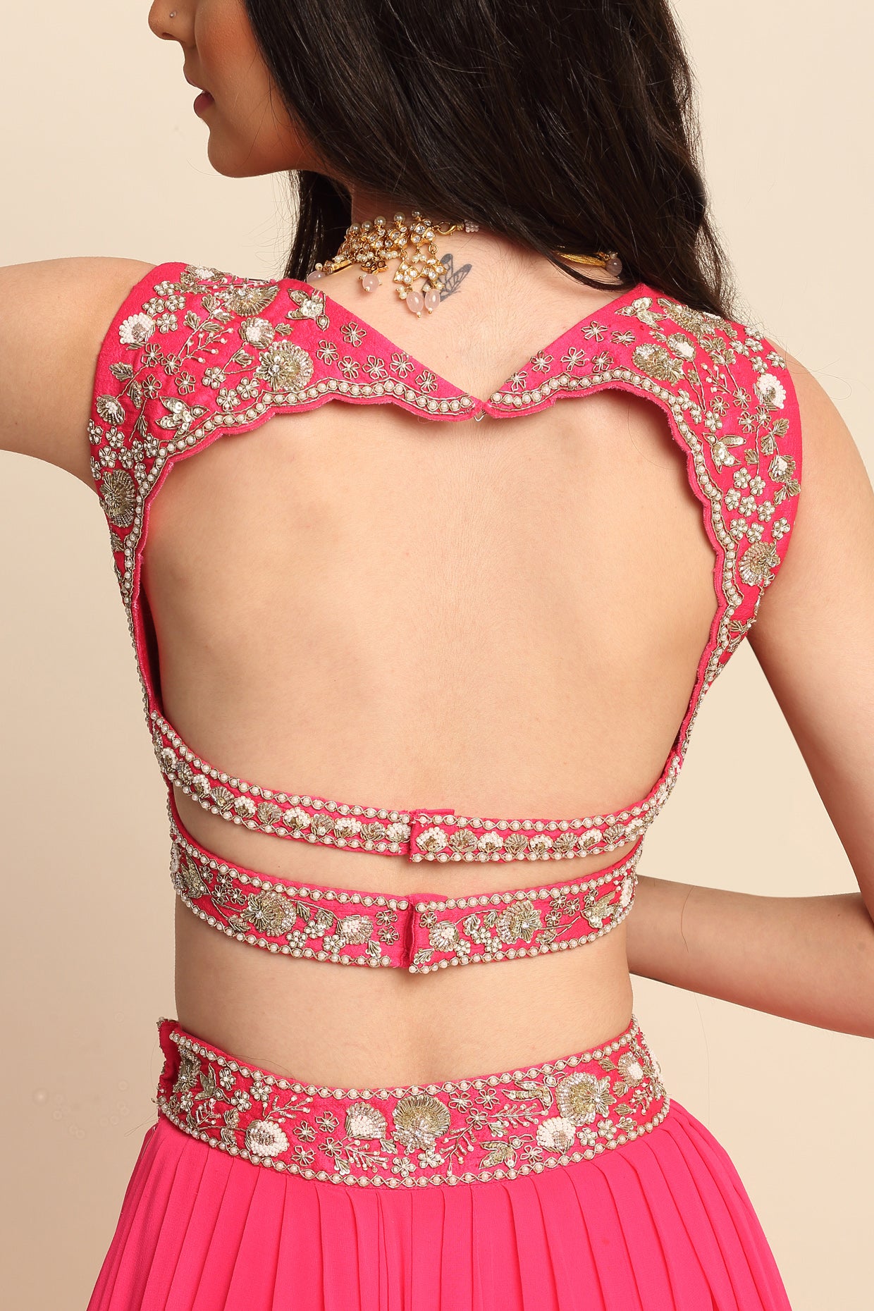 Fuchsia Georgette Lehenga Set