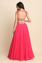 Fuchsia Georgette Lehenga Set