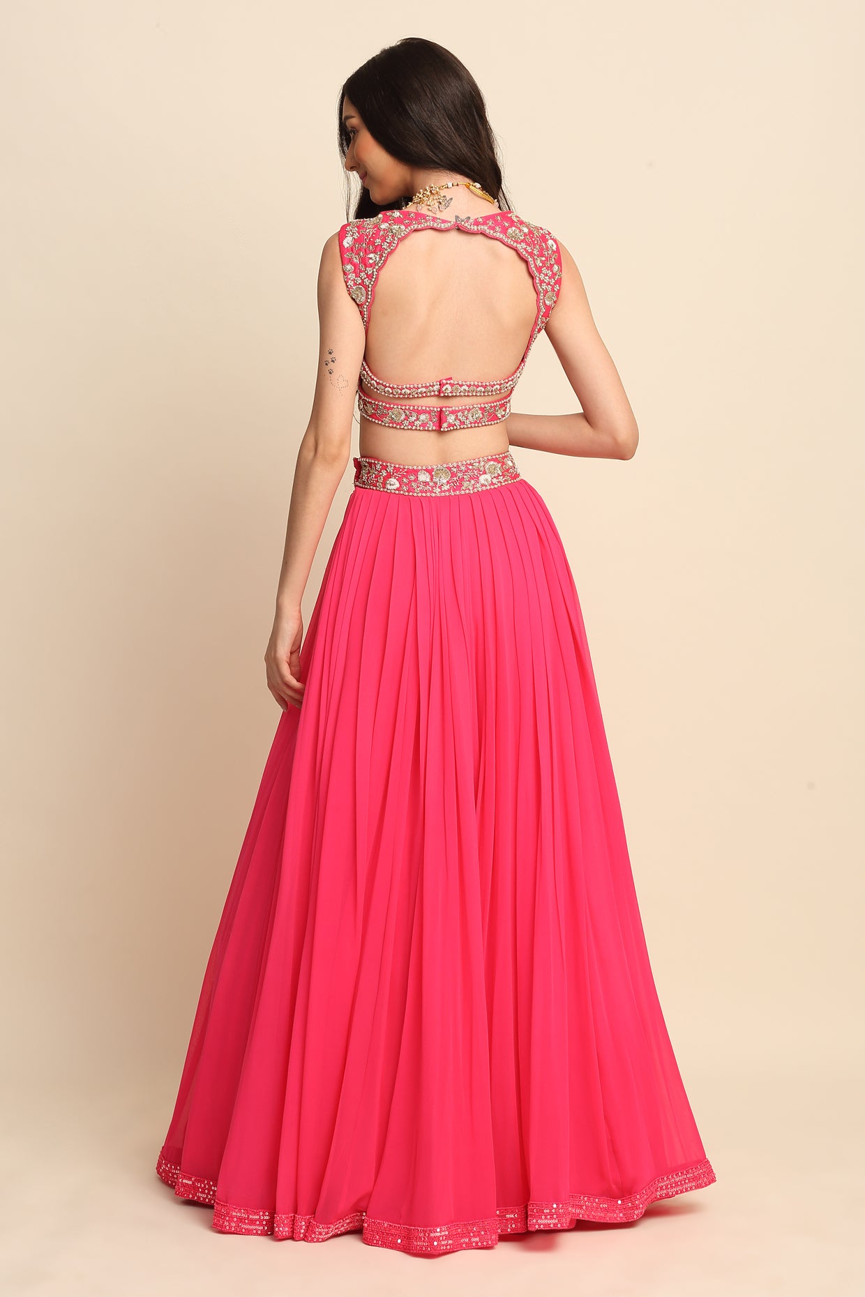 Fuchsia Georgette Lehenga Set