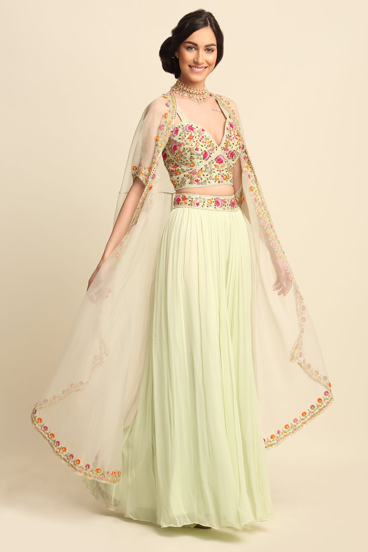 Mint Green Georgette Sharara Set