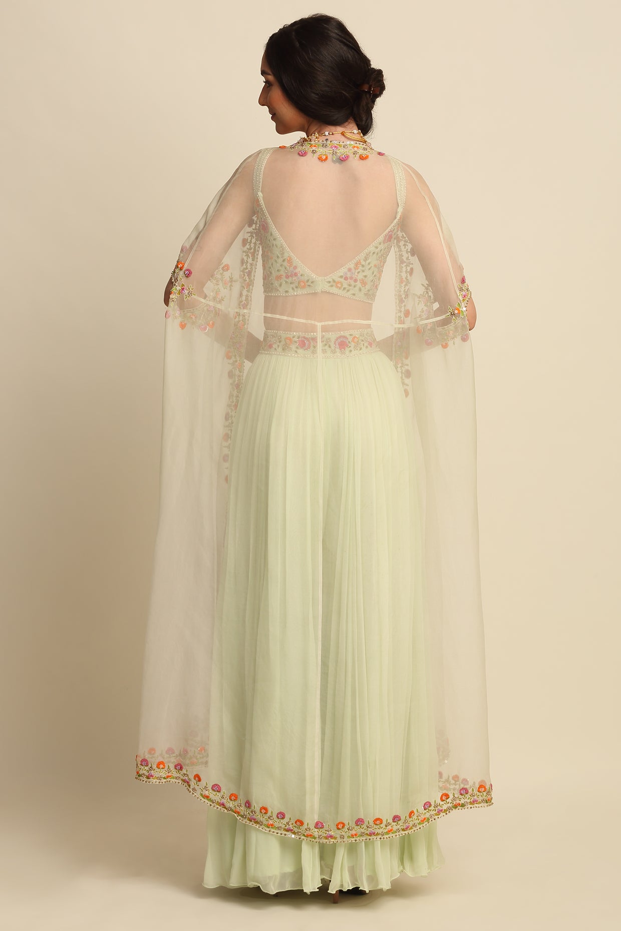 Mint Green Georgette Sharara Set