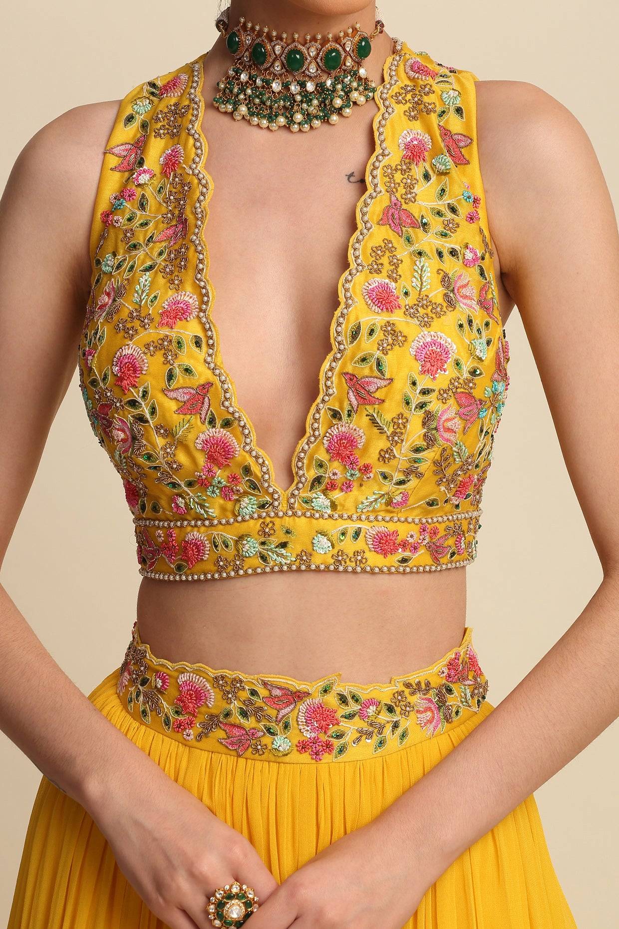 Yellow Georgette Lehenga Set