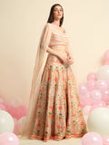 Ivory Printed & Embroidered Lehenga Set