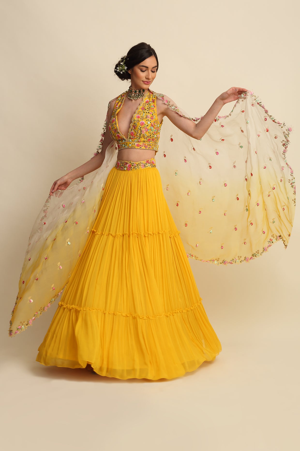 Yellow Georgette Lehenga Set