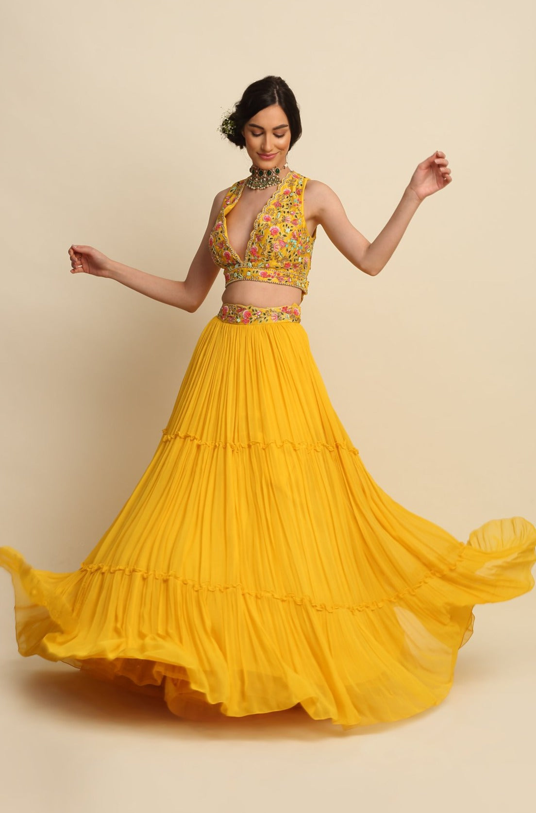 Yellow Georgette Lehenga Set