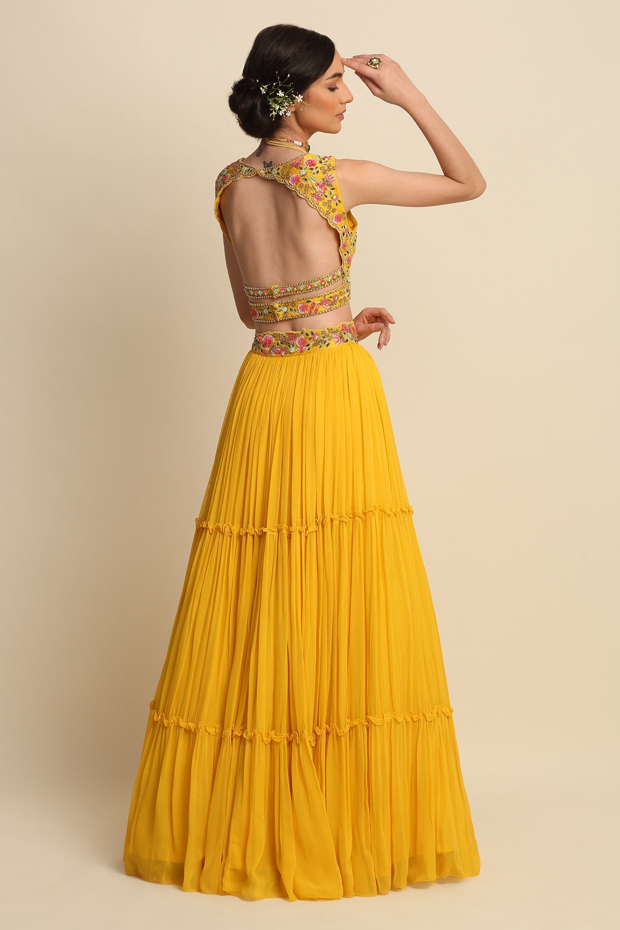 Yellow Georgette Lehenga Set