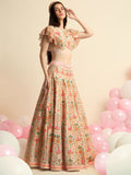 Ivory Printed & Embroidered Lehenga Set