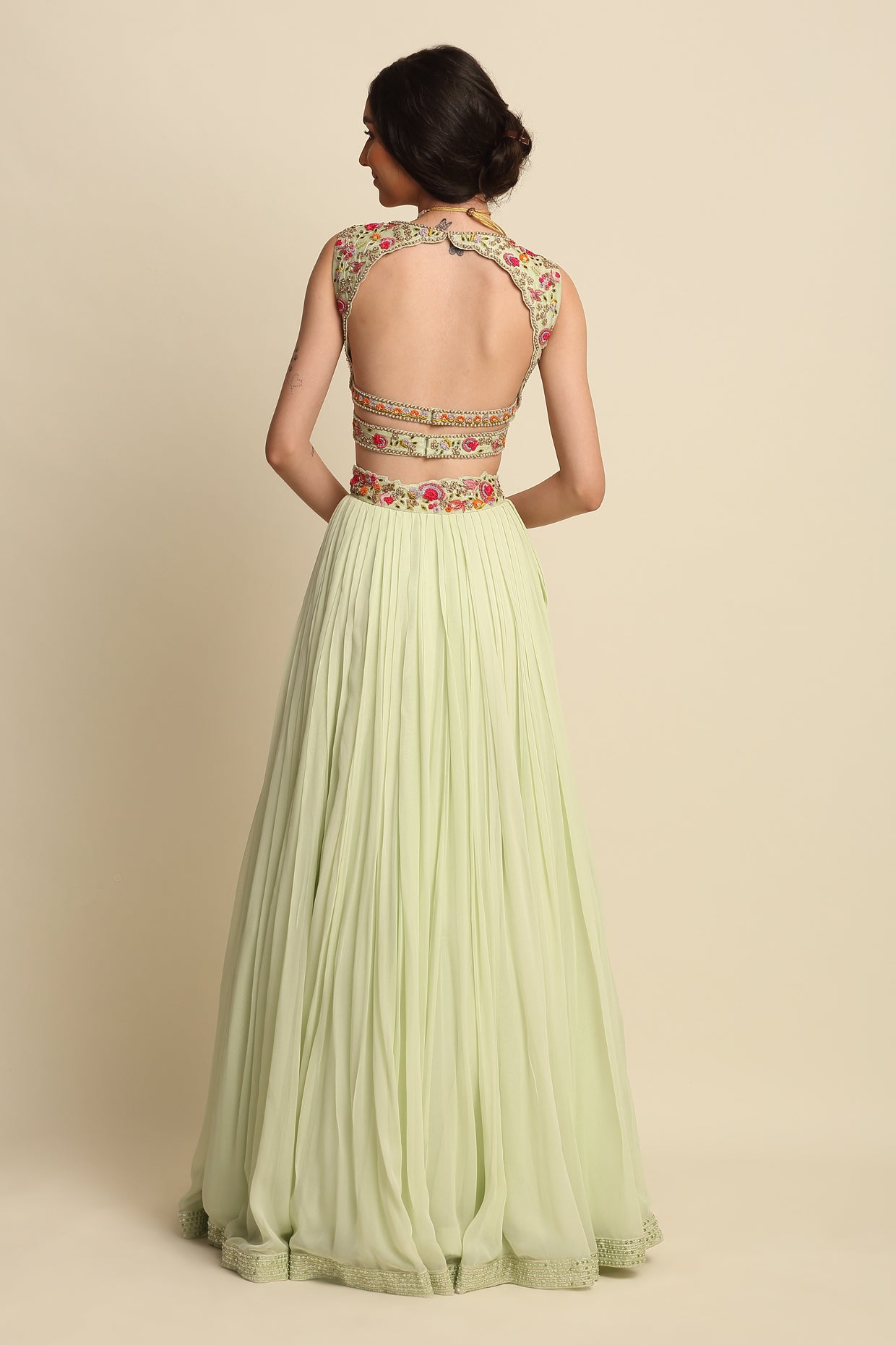 Mint Green Georgette Lehenga Set