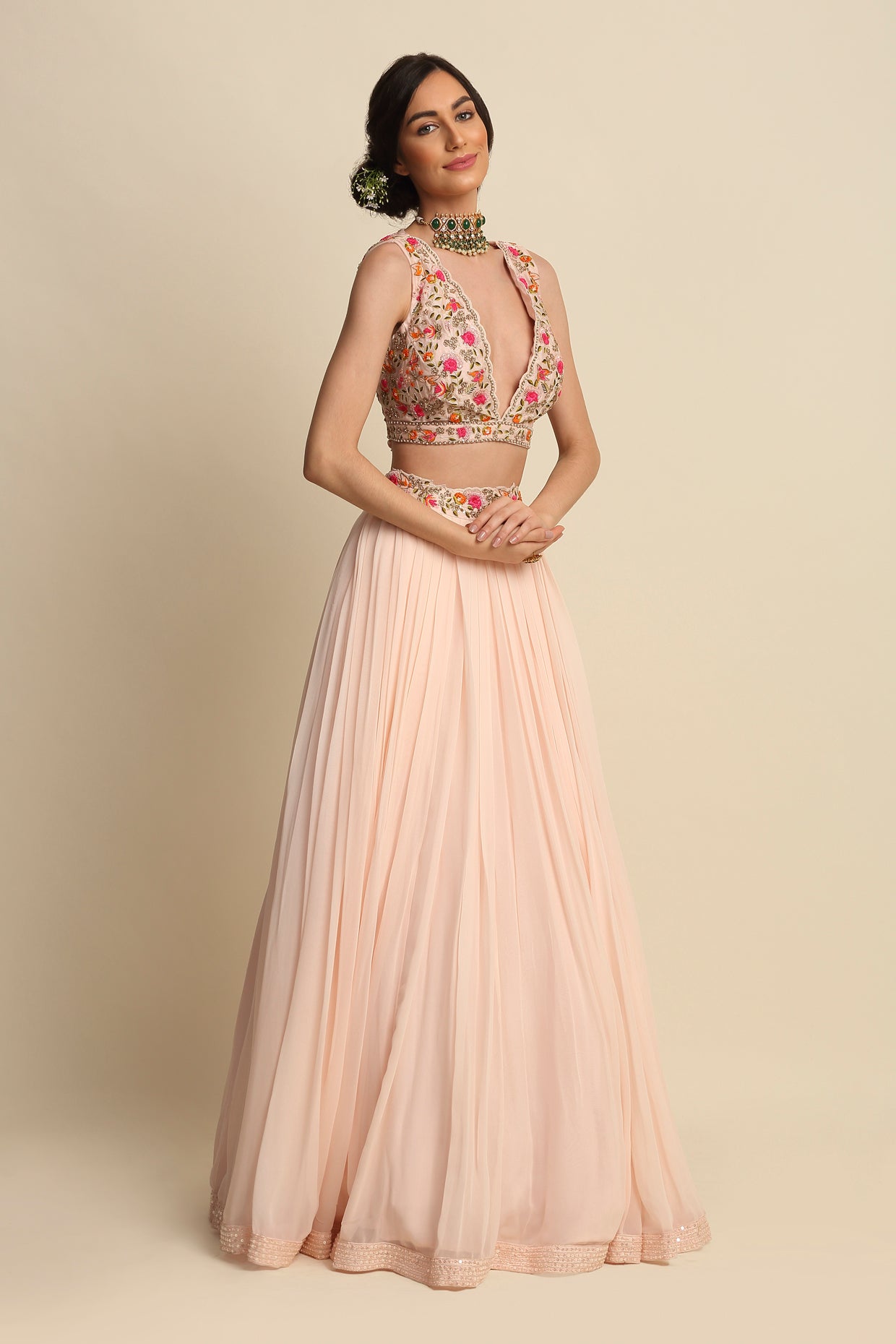 Blush Pink Georgette Lehenga Set