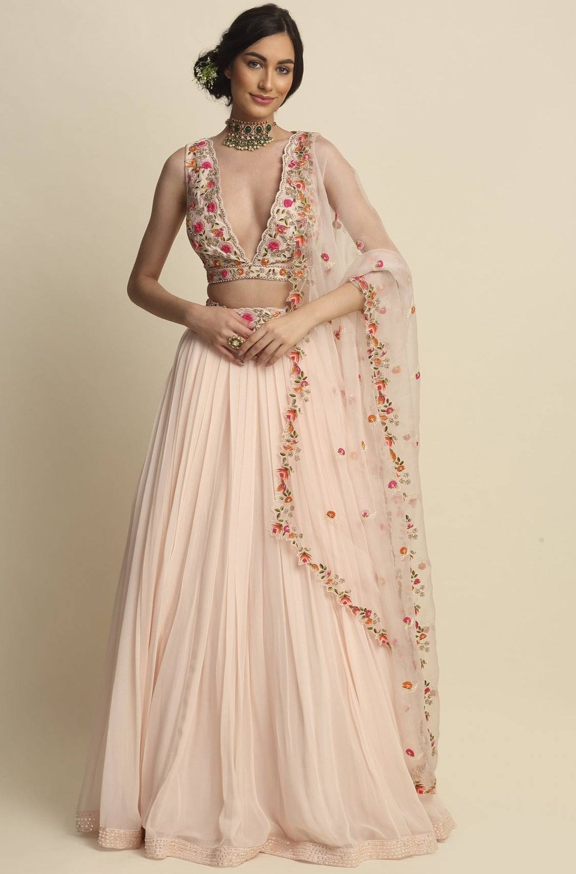 Blush Pink Georgette Lehenga Set