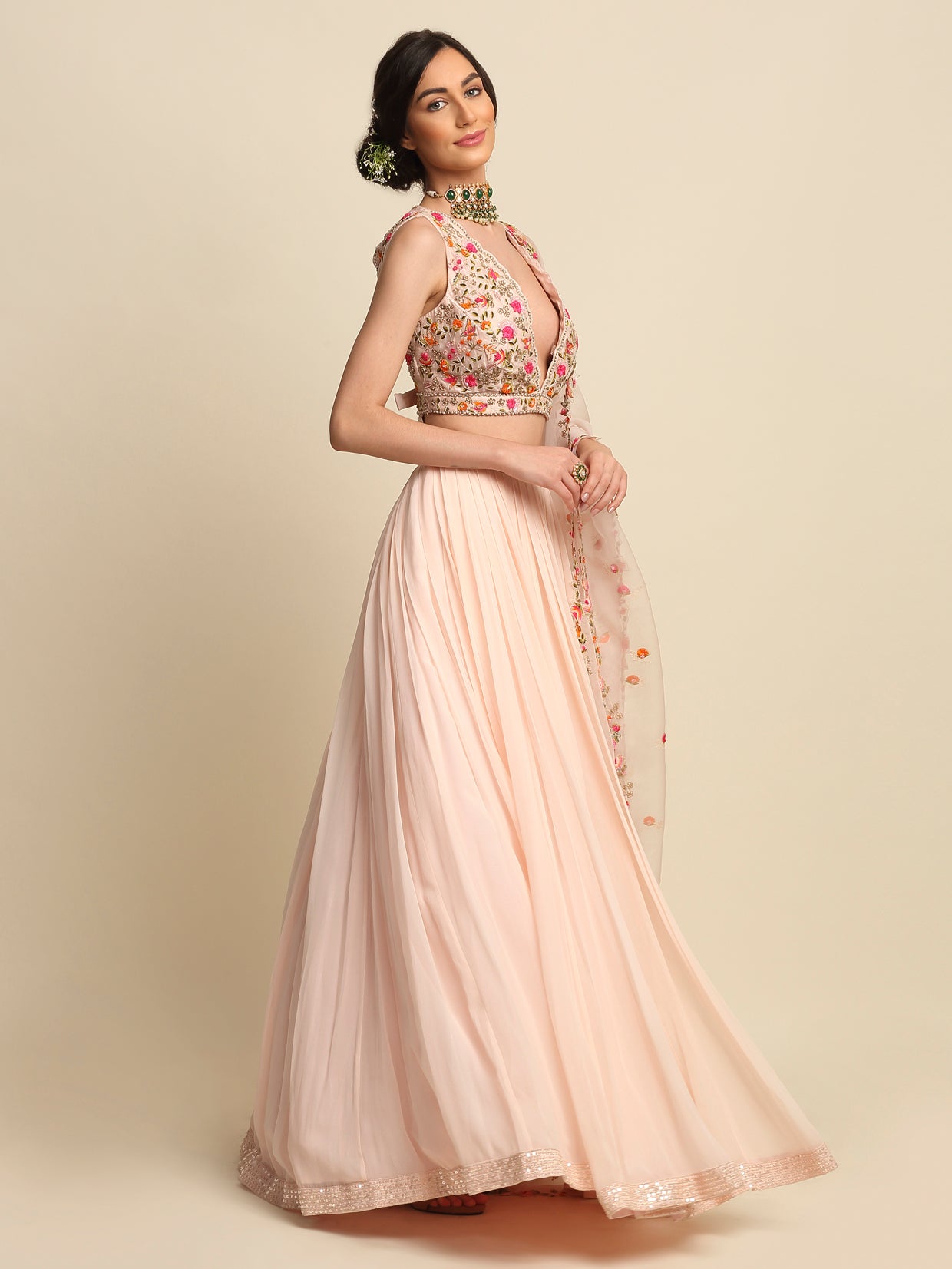 Blush Pink Georgette Lehenga Set