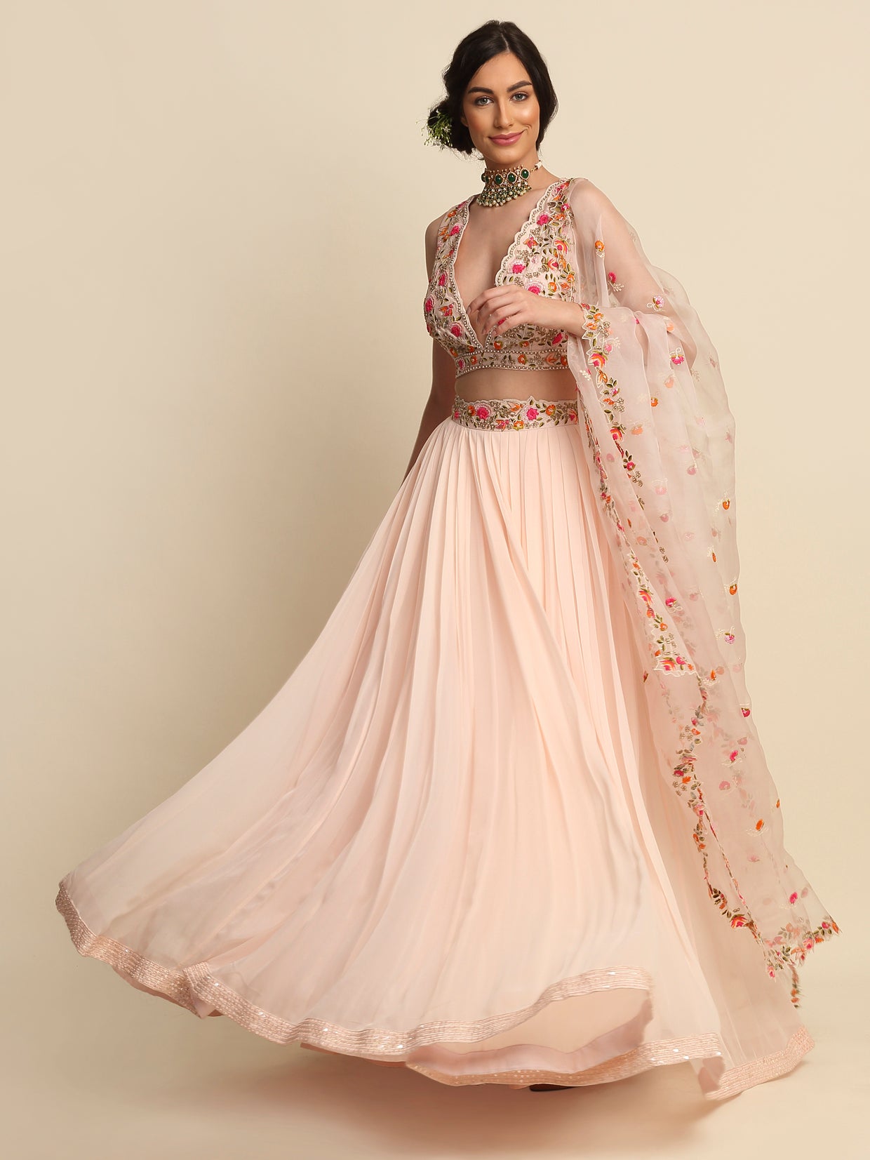 Blush Pink Georgette Lehenga Set