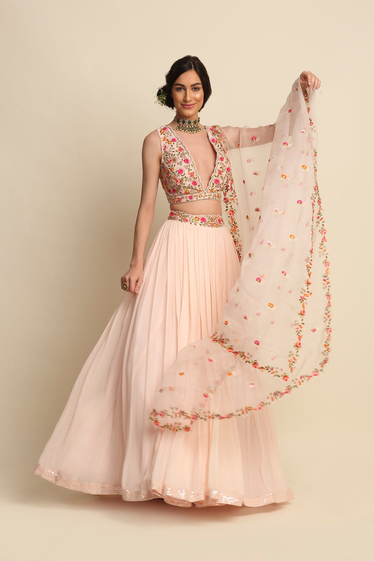 Blush Pink Georgette Lehenga Set