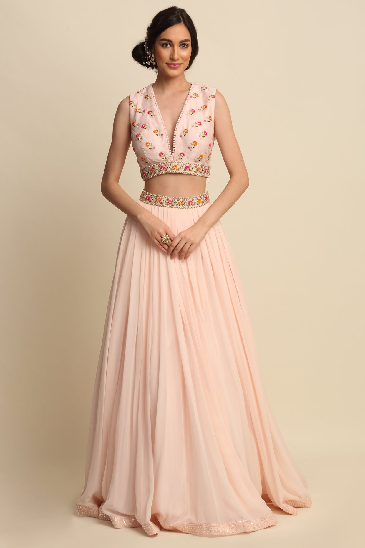 Blush Pink Georgette Lehenga Set