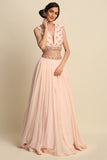 Blush Pink Georgette Lehenga Set