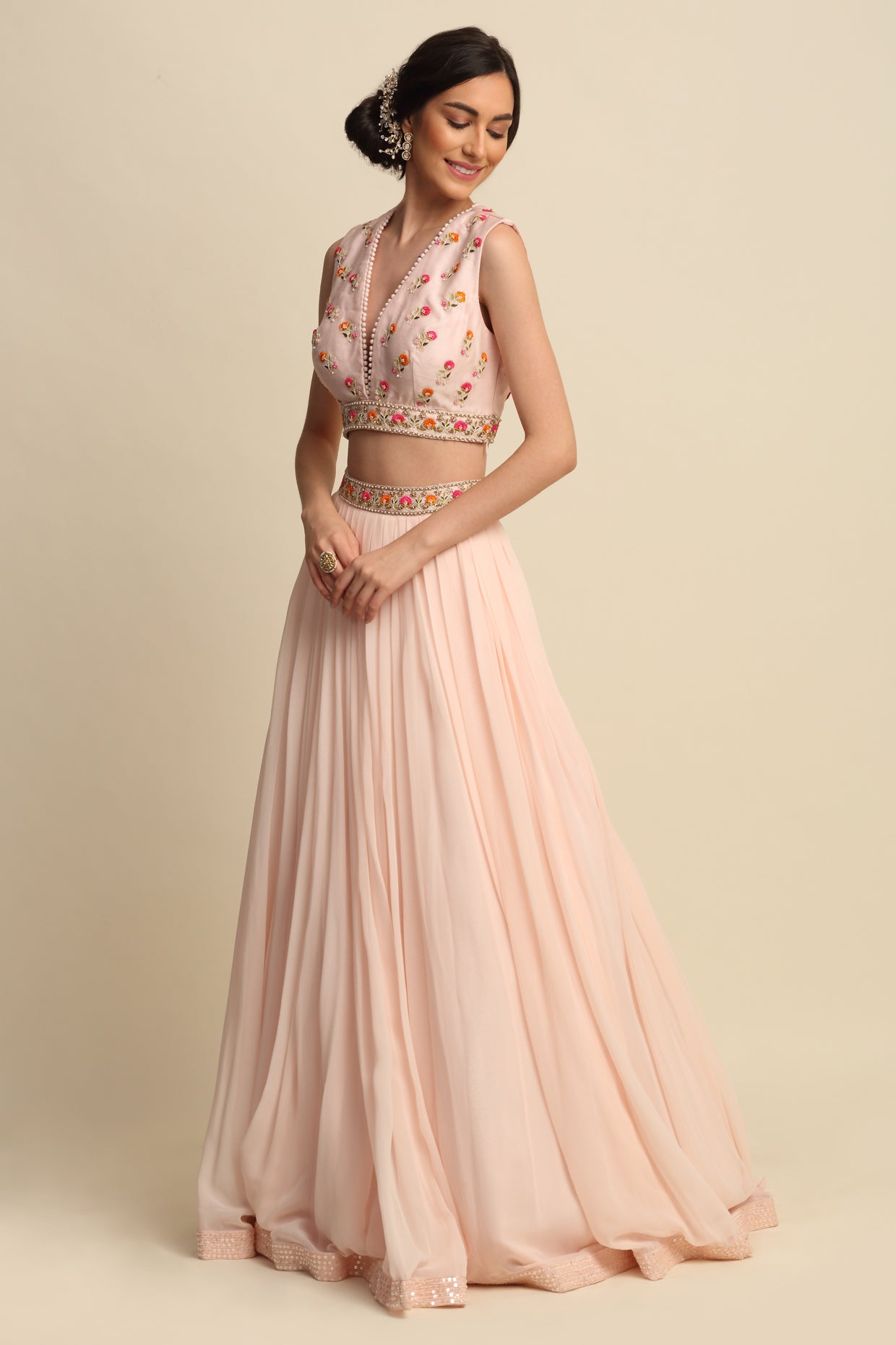 Blush Pink Georgette Lehenga Set