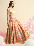 Ivory Printed & Embroidered Lehenga Set