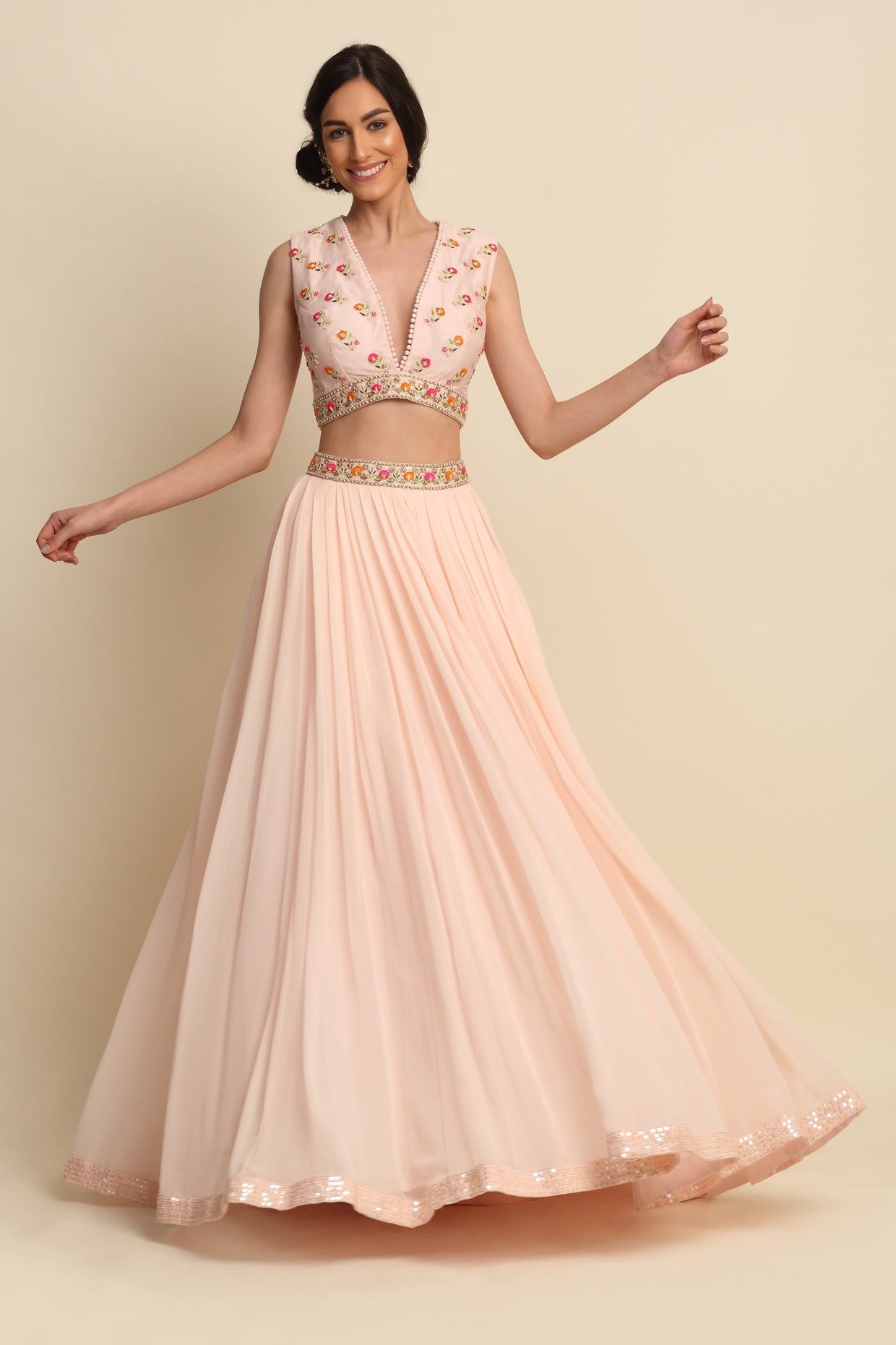 Blush Pink Georgette Lehenga Set