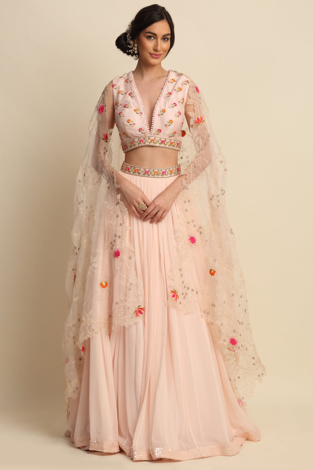 Blush Pink Georgette Lehenga Set