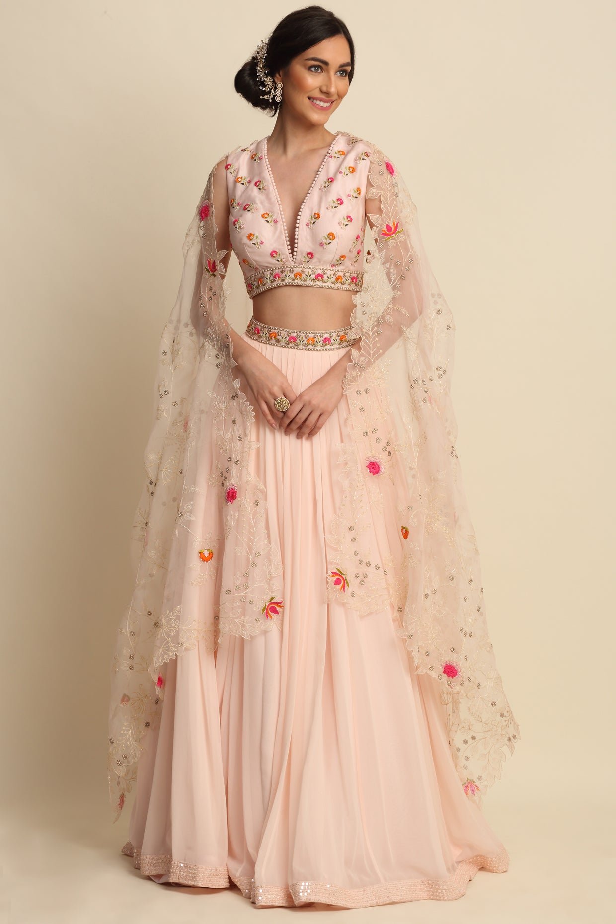 Blush Pink Georgette Lehenga Set